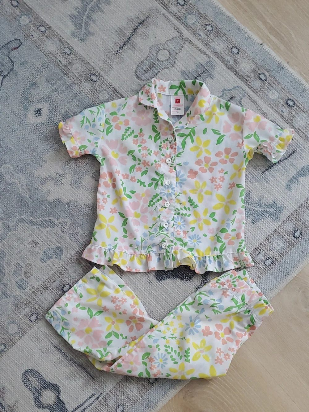 Toddler Girls Floral Ruffle Pajamas 2 Piece Set Sz2
